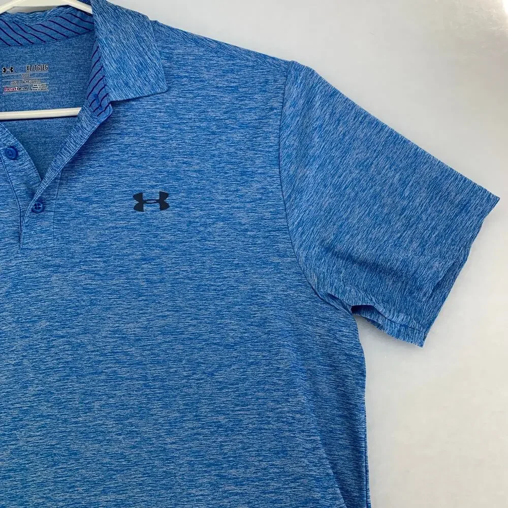 Under Armour Mens HeatGear Loose Fit Polo Heather Blue Size XL - Picture 8 of 11